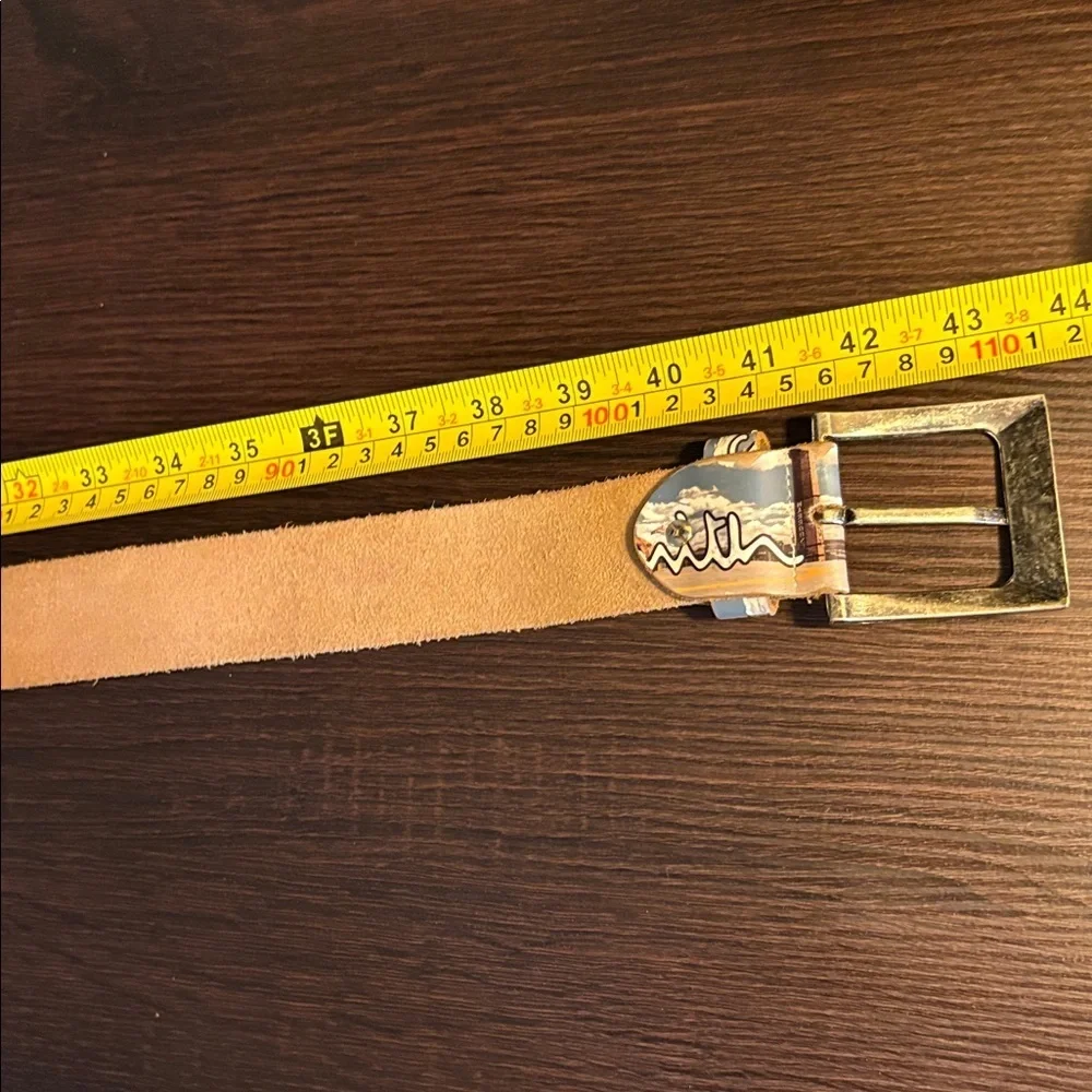 Paul Smith car print leather Belt. Landscape 44” total length.